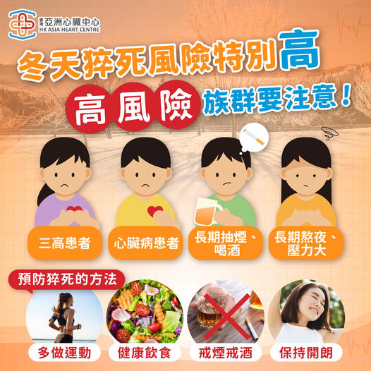 【冬天係猝死風險特別高，高風險族群要注意】